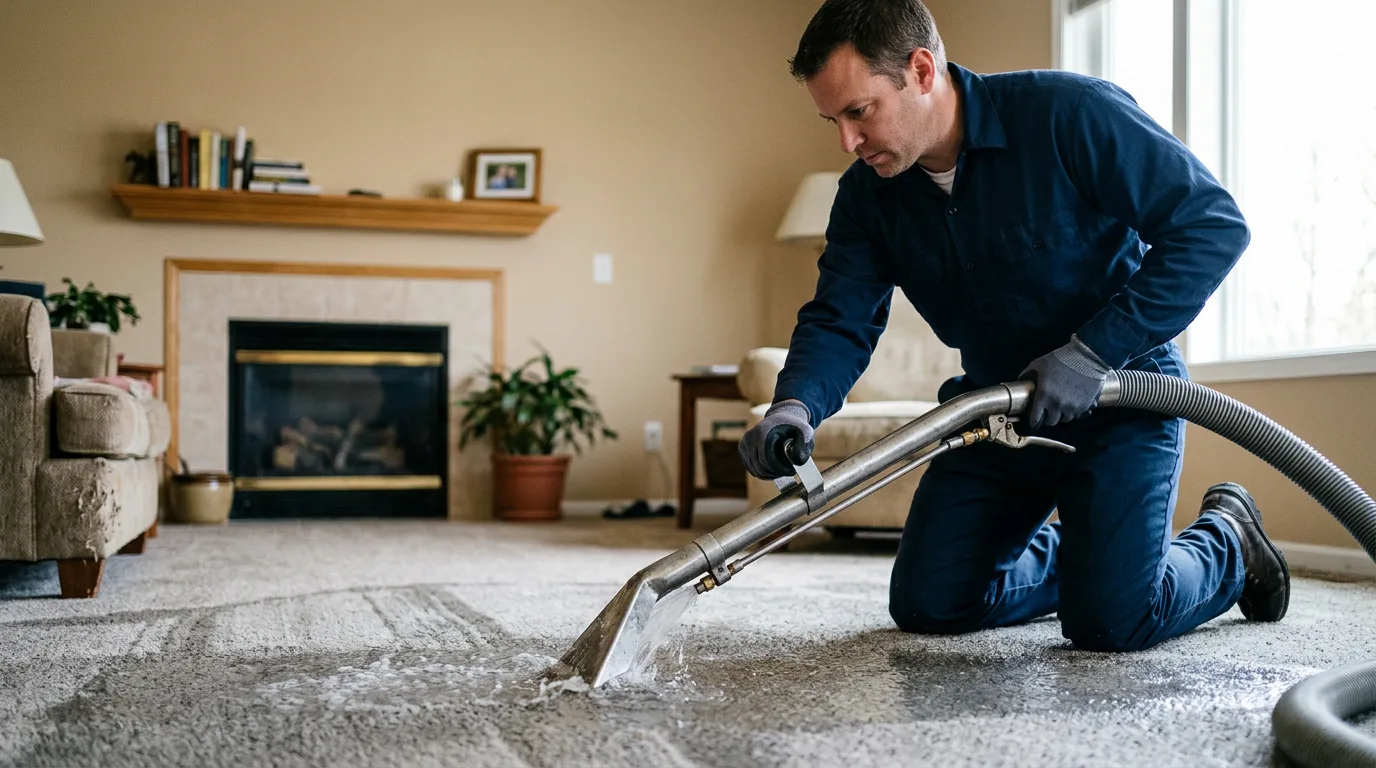 Water damage restoration technician working near Brunswick, NE